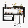 Porta Temperos Condimentos De Parede Com Suporte Para Papel Toalha e 5 Ganchos Preto - Palleter - 1