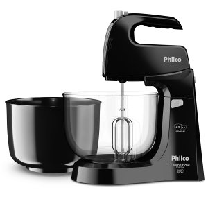 Batedeira Philco Crome Base Cristal Duo Turbo Preta 550W 220V