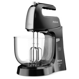 Batedeira Philco Crome Base Cristal Duo Turbo Preta 550W 220V - 2