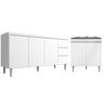 Kit Balcão Gabinete para Pia Andreia 150cm C- Balcão Cooktop 4 ou 5 Bocas Branco - 1