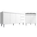 Ver imagem 1 de Kit Balcão Gabinete para Pia Andreia 150cm C- Balcão Cooktop 4 ou 5 Bocas Branco