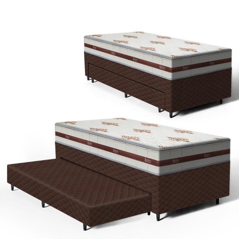 Cama Box com Colchão de Molas Ensacadas Anjos Classic + Auxiliar de Espuma Unique Solteiro 88cm