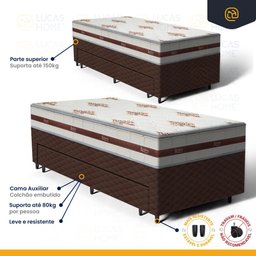 Cama Box com Colchão de Molas Ensacadas Anjos Classic + Auxiliar de Espuma Unique Solteiro 88cm - 4