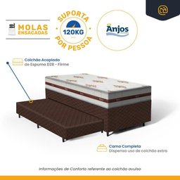 Cama Box com Colchão de Molas Ensacadas Anjos Classic + Auxiliar de Espuma Unique Solteiro 88cm - 5