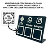 Placa Tripla Pix Instagram Whatsapp Qr Code Acrílico Preto com Prata 22x15cm - 2