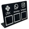 Placa Tripla Pix Instagram Whatsapp Qr Code Acrílico Preto com Prata 22x15cm - 5
