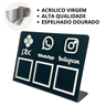 Placa Tripla Pix Instagram Whatsapp Qr Code Acrílico Preto com Prata 22x15cm - 3