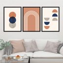 Ver imagem 1 de Kit 3 Quadros Decorativos Abstrato Azul, Terracota