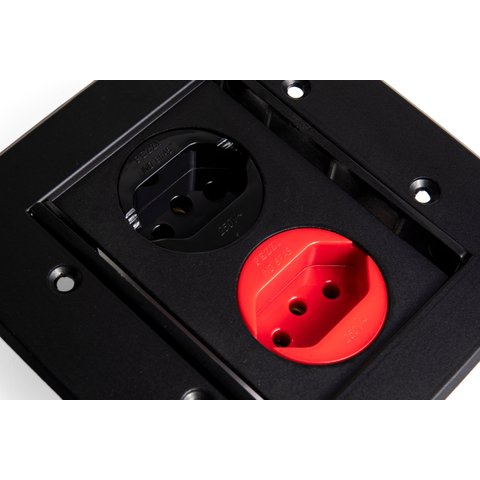 Caixa de Tomada Piso Embutir Espelho 4x4 2 Tomadas Preto