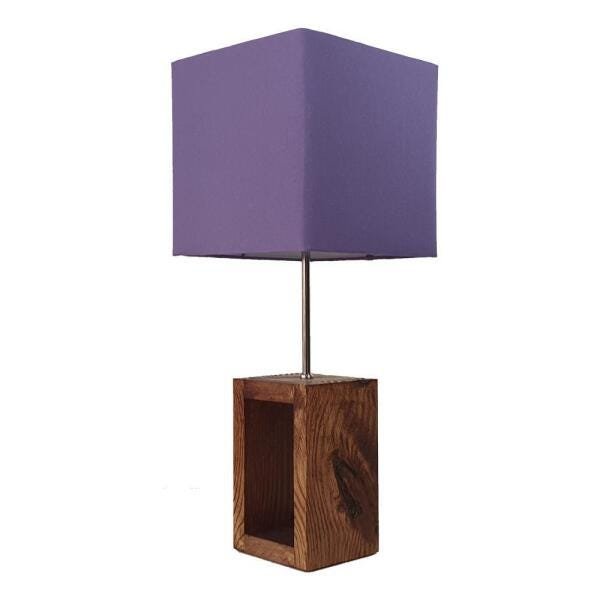 Abajur Quadrado Roxo Névoa Roxa Base Retangular 52cm - 1