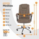 Ver imagem 5 de Kit 2 Cadeiras de Escritório Presidente Reclinável com Base Giratória Bege