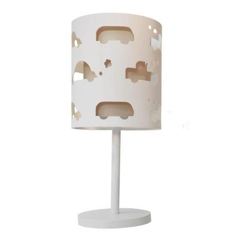 Abajur Infantil Carrinhos Base Branca 20x41 Cáqui