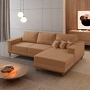 Ver imagem 1 de Sofá Cronos 03 Metros Chaise Lado Direito Meu Sofá Online B020 Veludo Terra