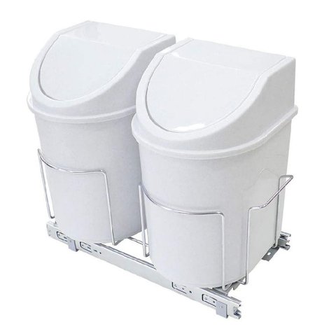 Lixeira Dupla Base Trilhos Deslizante 24 Lts Inox Jomer 3318