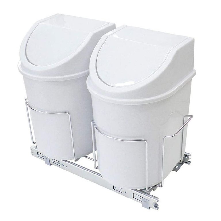 Lixeira Dupla Base Trilhos Deslizante 24 Lts Inox Jomer 3318
