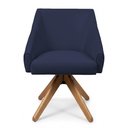 Ver imagem 4 de Kit 6 Poltronas Giratórias Alana Suede Azul Marinho Base de Madeira - Pallazio