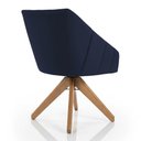 Ver imagem 6 de Kit 6 Poltronas Giratórias Alana Suede Azul Marinho Base de Madeira - Pallazio