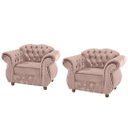 Ver imagem 1 de Duas Poltronas Chesterfield Merlo - Suede Rosa Claro / Decoração, recepção , barbearia, sala tv esta