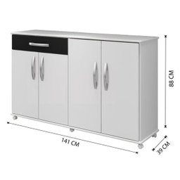 Balcão para Cozinha 4 Portas 1 Gaveta Campinas Branco/preto - 4