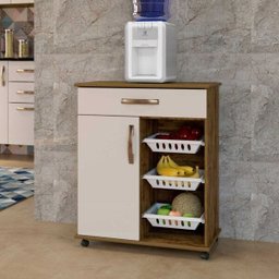 Armário Cozinha com Fruteira Goiânia Arte Móveis Ipê/Off White, Branco - 2