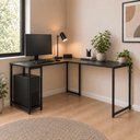 Ver imagem 1 de Escrivaninha em L Mesa L Moderno Preto Klm Store