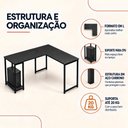 Ver imagem 3 de Escrivaninha em L Mesa L Moderno Preto Klm Store
