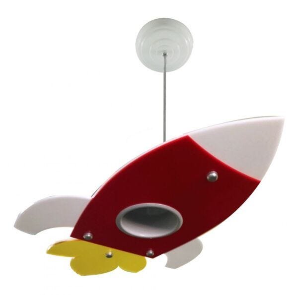 Luminária Infantil Avião Nave Foguete Vermelho Quarto - 3