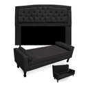 Ver imagem 1 de Kit Cabeceira Geovana + Calçadeira Baú Felix Casal 140cm Suede - Ecotec Decor:Preto