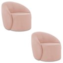 Ver imagem 2 de Poltrona Sala Decorativa Redonda Kit 2 Steve Veludo Rose I01 - Mpozenato