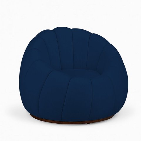 Poltrona Decoratica Orgânica Fixa Nuvem Veludo Azul - Loja Sheep