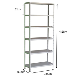 Estante de Aço com 06 Bandejas 30 cm (22/18) – 1,98×0,92×0,30m – AMAPA – 11103 - 2