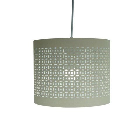 Luminária Pendente Revestida com Tecido Bege Vazado