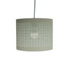 Luminária Pendente Revestida com Tecido Bege Vazado - 1