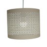 Luminária Pendente Revestida com Tecido Bege Vazado - 2