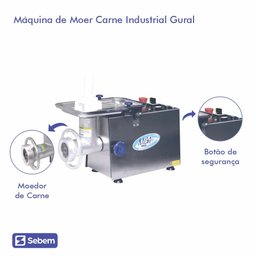 Picador de Carne Profissional Elétrico Bocal 10 Inox Gural - 2