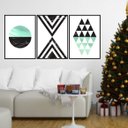 Ver imagem 1 de Kit 3 Quadros Decorativos Geométrico Verde e Mármore