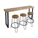 Ver imagem 1 de Conjunto Industrial 180cm Guatemala Aparador com 3 Banquetas Industriais Base Ferro Preto