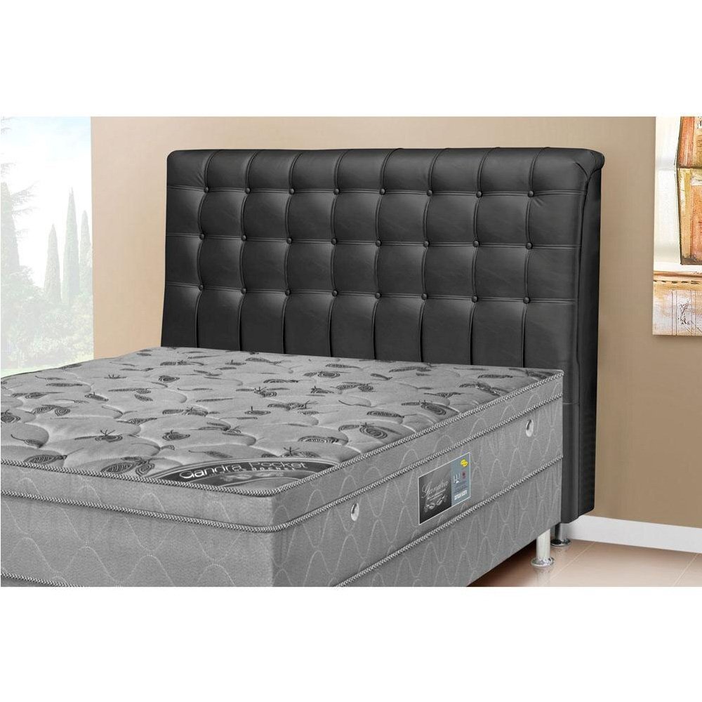 Cabeceira Casal Ana 140 cm Cama Box Ana Corino Preto - FM - 3