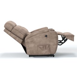 Poltrona do Papai Reclinável com Elevador Lift Pós Cirurgico em Suede Cor Bege- Modelo Florença - 6