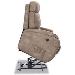 Poltrona do Papai Reclinável com Elevador Lift Pós Cirurgico em Suede Cor Bege- Modelo Florença