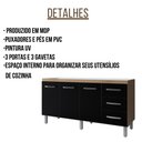 Ver imagem 2 de Balcão para Pia Emily 160 Cm Savana Preto Moblis