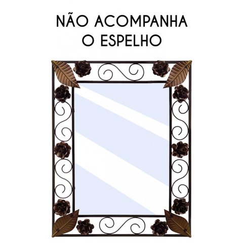 Moldura de Espelho em Ferro Colorida com Flores Artesanais Para Banheiro Libertas Rosas Artesanato E