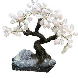 Árvore Quartzo Rosa 24 Galhos E 120 Pedras - Altura 18 Cm - 1