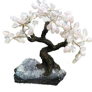 Árvore Quartzo Rosa 24 Galhos E 120 Pedras - Altura 18 Cm