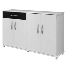 Balcão de Cozinha 4 Portas 1 Gaveta Campinas Arte Móveis Branco/preto - 1