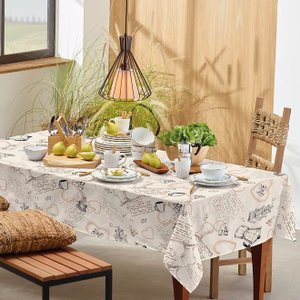 Toalha de Mesa Retangular 8 Lugares Basic Estampada Coffe