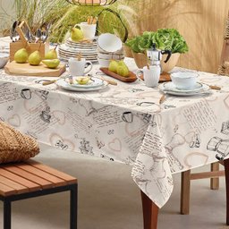 Toalha de Mesa Retangular 8 Lugares Basic Estampada Coffe - 2
