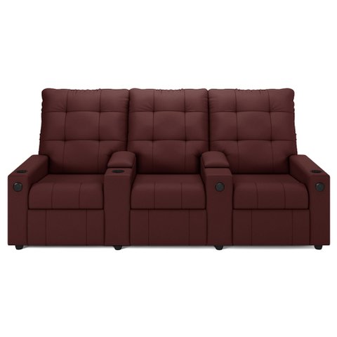 Poltrona do Papai Reclinável Mallie 3 Lugares Baú Usb Fh9 Veludo Vinho - Mpozenato
