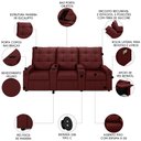 Ver imagem 3 de Poltrona do Papai Reclinável Mallie 3 Lugares Baú Usb Fh9 Veludo Vinho - Mpozenato