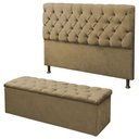 Ver imagem 1 de Kit Cabeceira Paris+ Calçadeira Itália Queen 160 CM Suede Cappucino - D A Decor